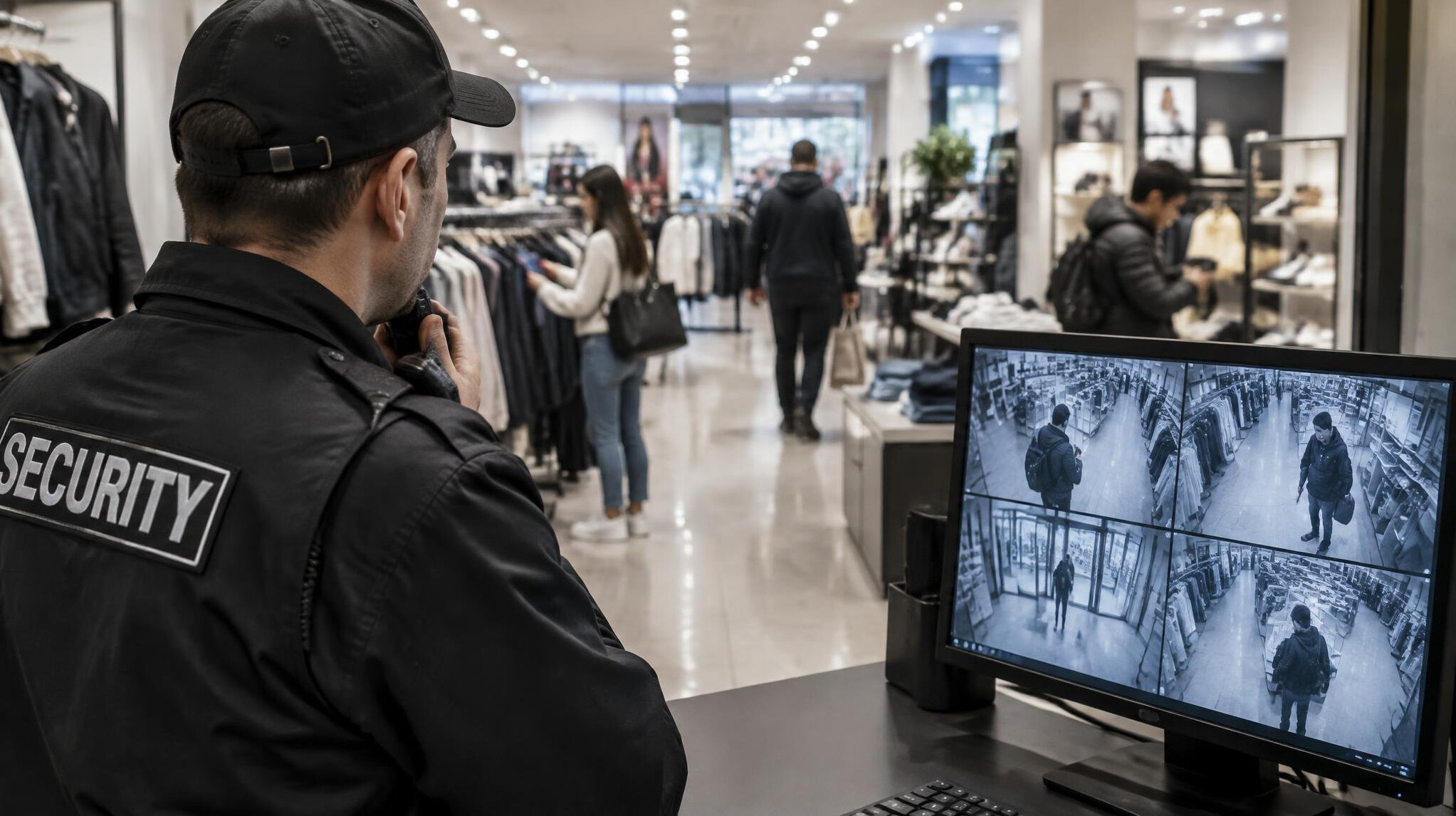 store detective watching shoppers